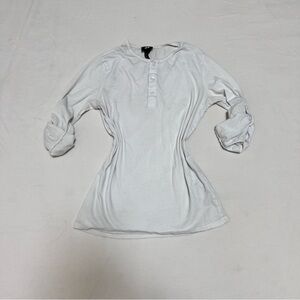 H&M White Henley Long Sleeve Shirt